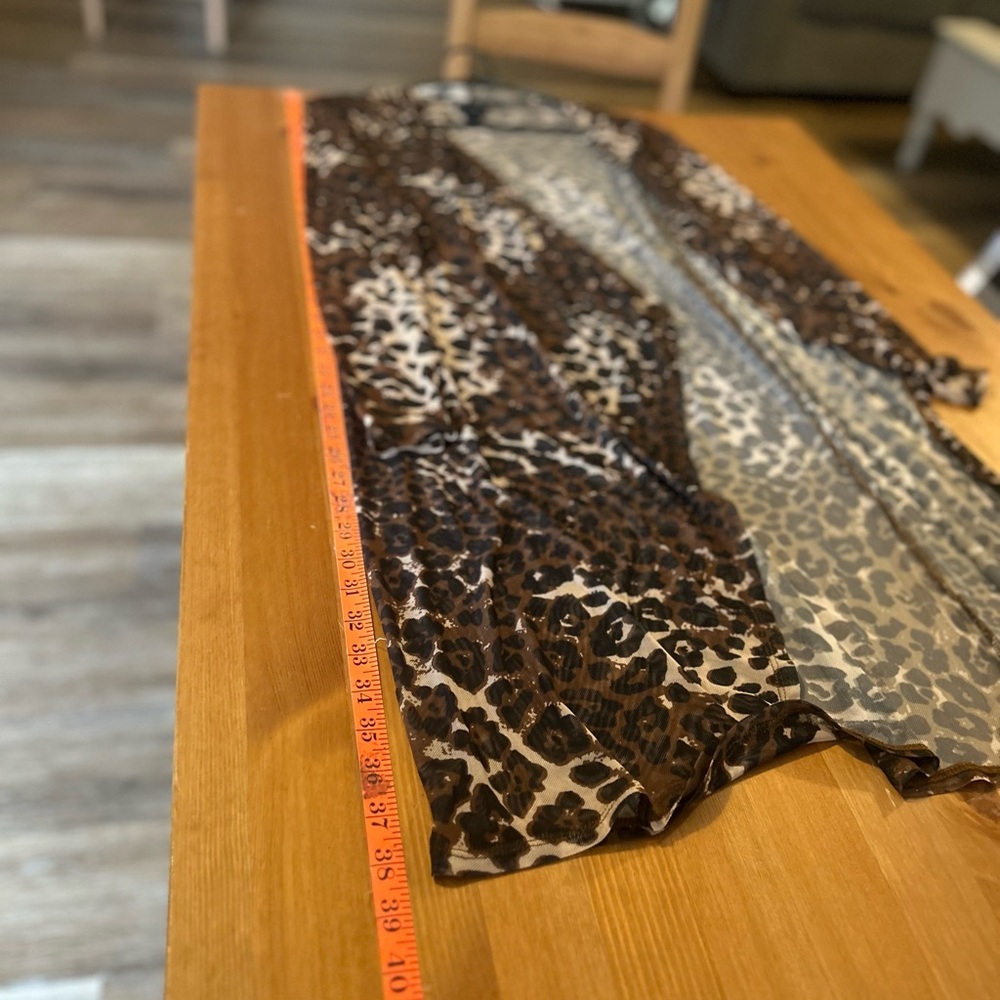 Daytrip Leopard Print Mesh long Line Open Front C… - image 9